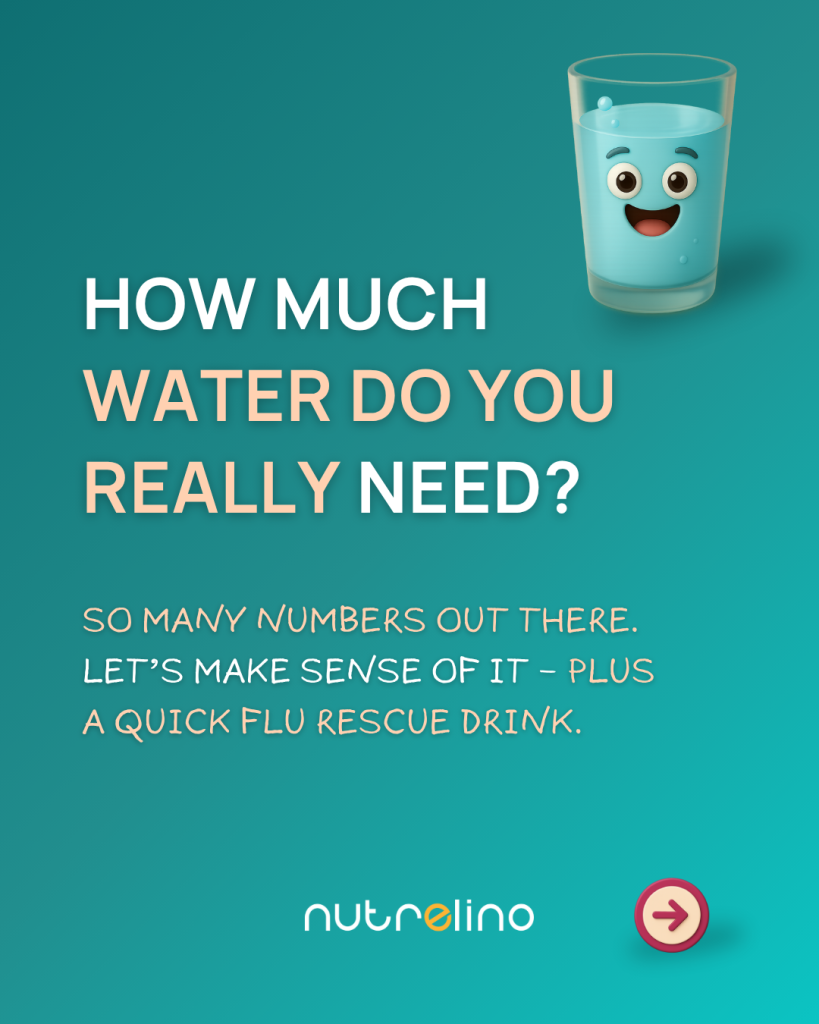Nutrelino carousel about hydration – how much water you really need