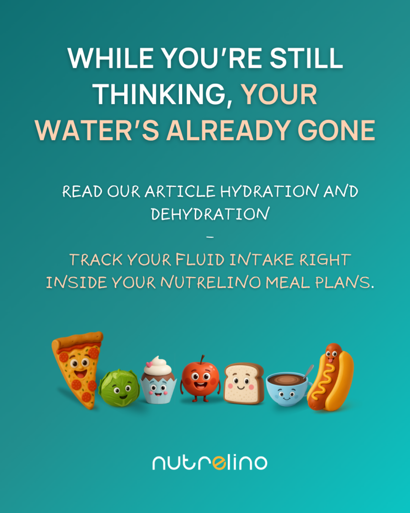 Hydration reminder – track your water inside Nutrelino meal plans