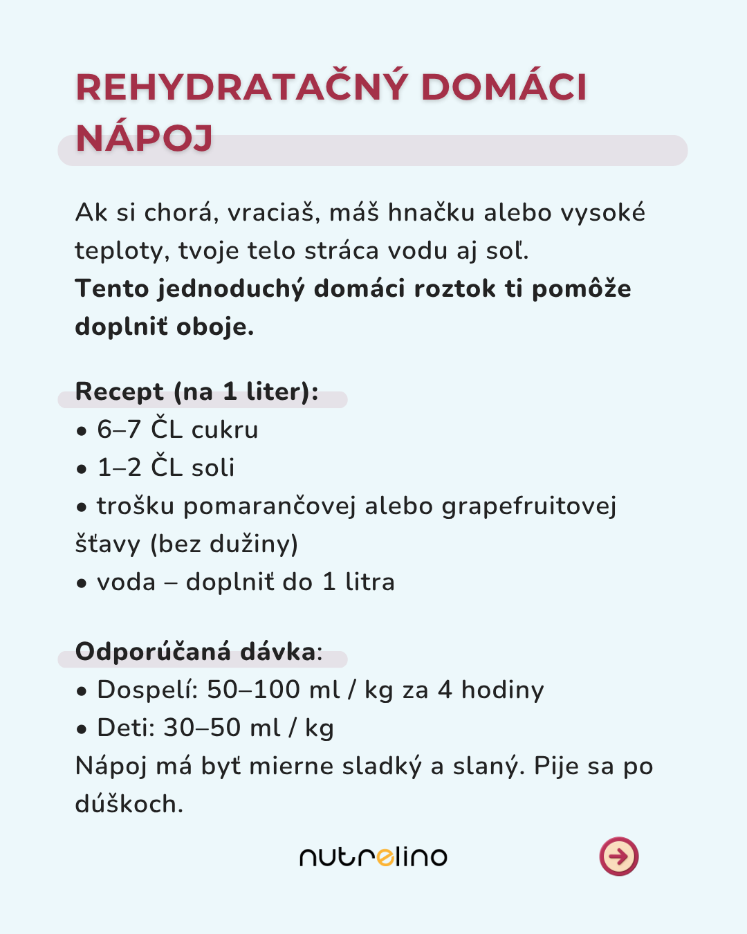 Domácí rehydratační nápoj – jednoduchý recept